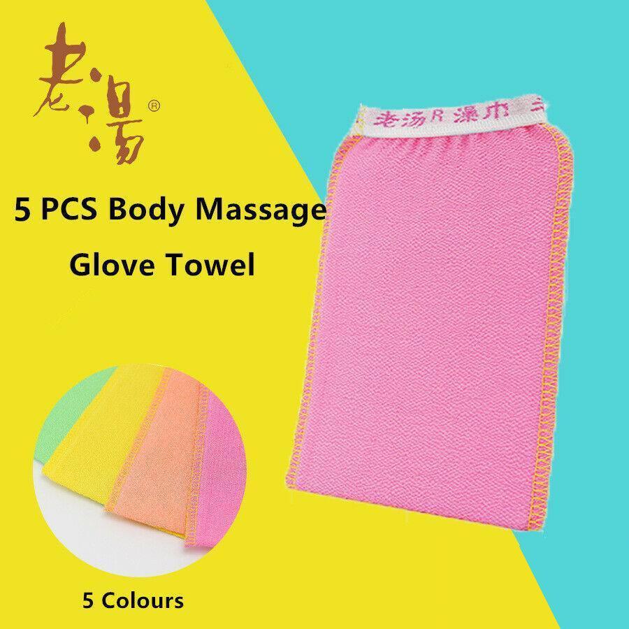 5 Pcs Towel Exfoliating Bath Washcloth Viscose Scrub Mitten Towel - Orange *5 PCS