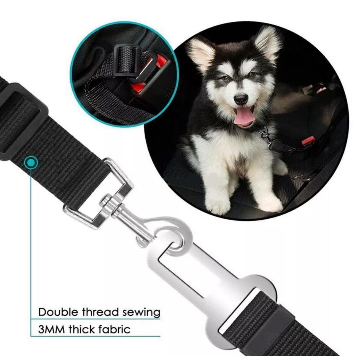 Adjustable Pet Harness Lead for Car Travel with Clip Attachment Nylon Restraint Strap - Orange