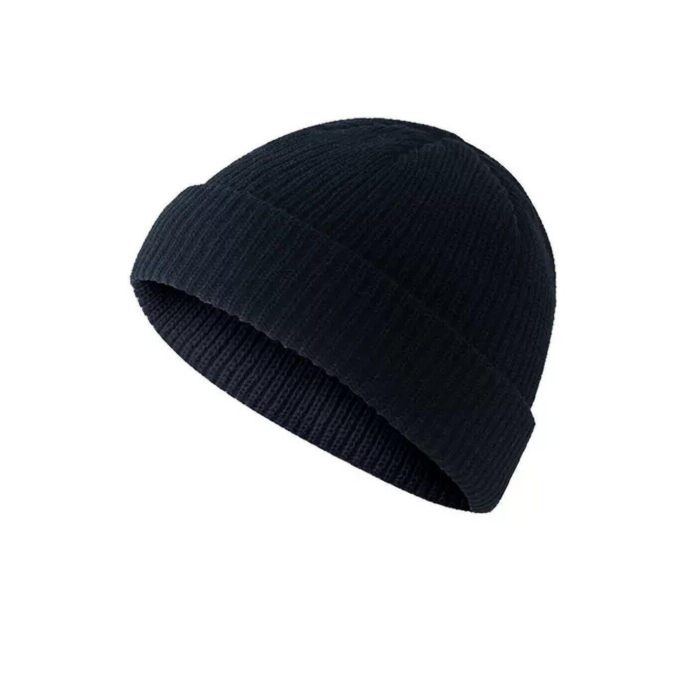 Men Women Mini Fisherman Beanie Winter Spring Hat Soft Knitted Docker Skull Cap - Orange