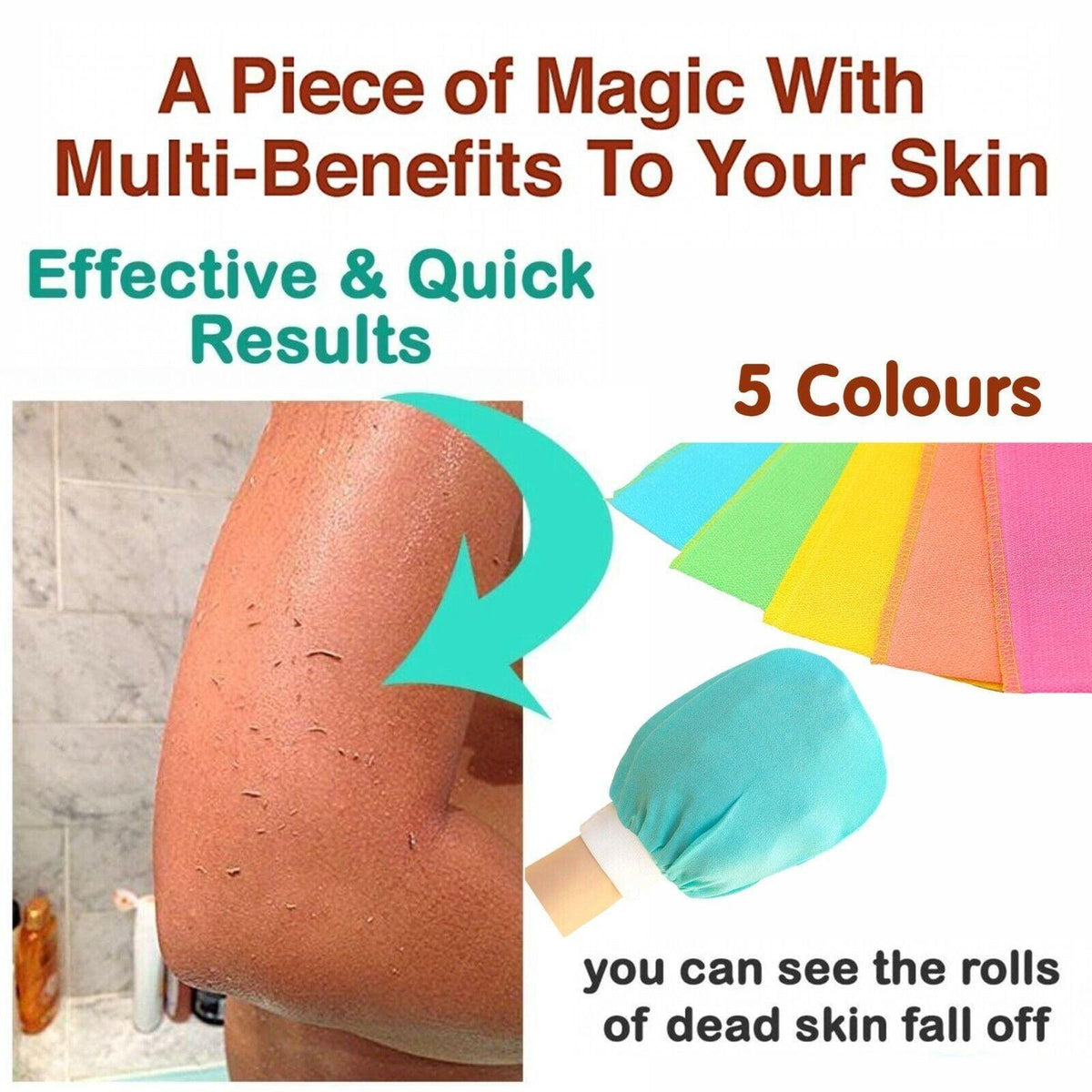 5 Pcs Towel Exfoliating Bath Washcloth Viscose Scrub Mitten Towel - Pink *5 PCS