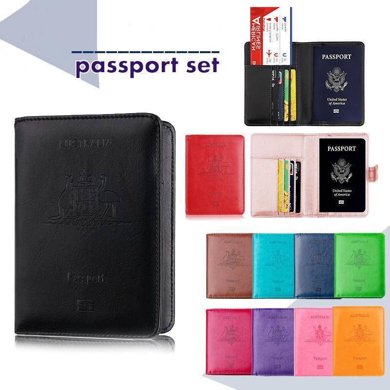 RFID Passport Holder Slim Leather Travel Wallet ID Card Cover Case for Men Women - Pink Gold