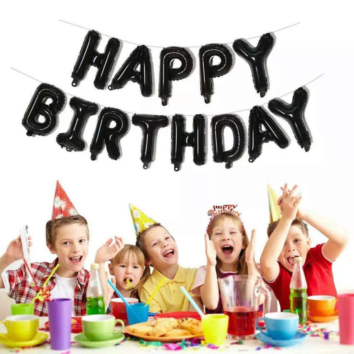 40Cm 3D Happy Birthday Letters Balloons Inflating Foil Banner Bunting Celebrate - Rose Red