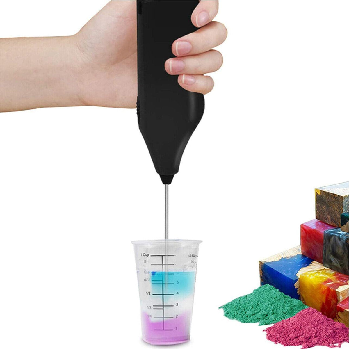 Electric Kitchen Mini Foamer Milk Frother Egg Beater Stirrer Whisk Mixer Tool - Silver