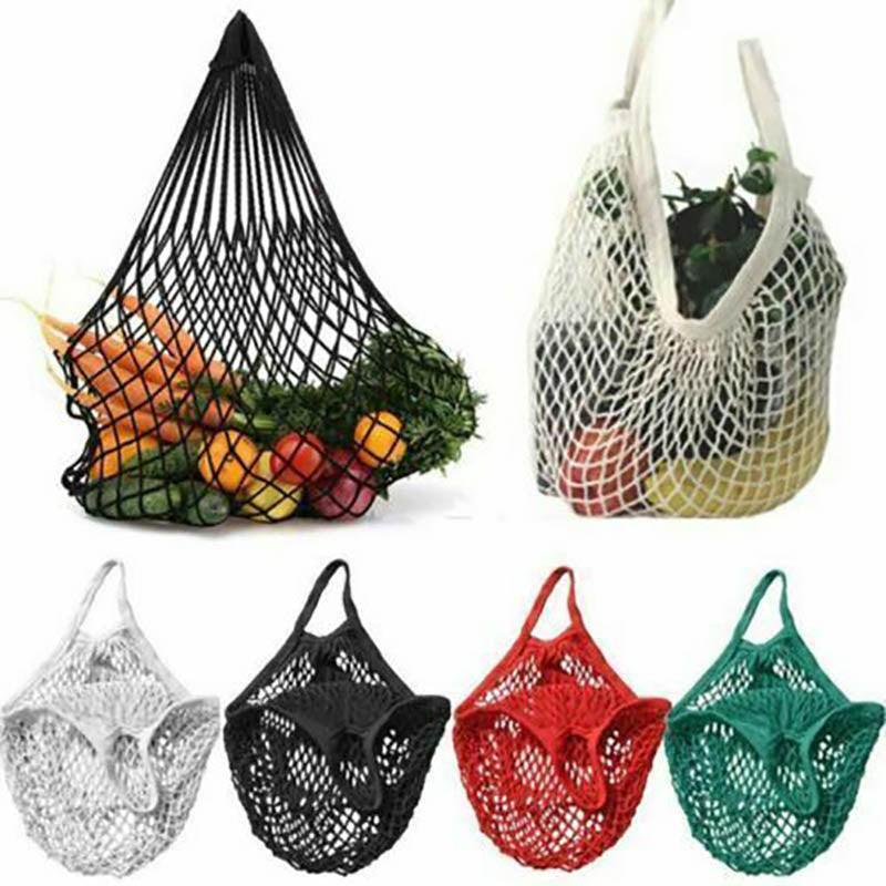 Reusable Mesh Net Shopping Bag String Tote Grocery Fruit Vegetable Storage - Sky Blue