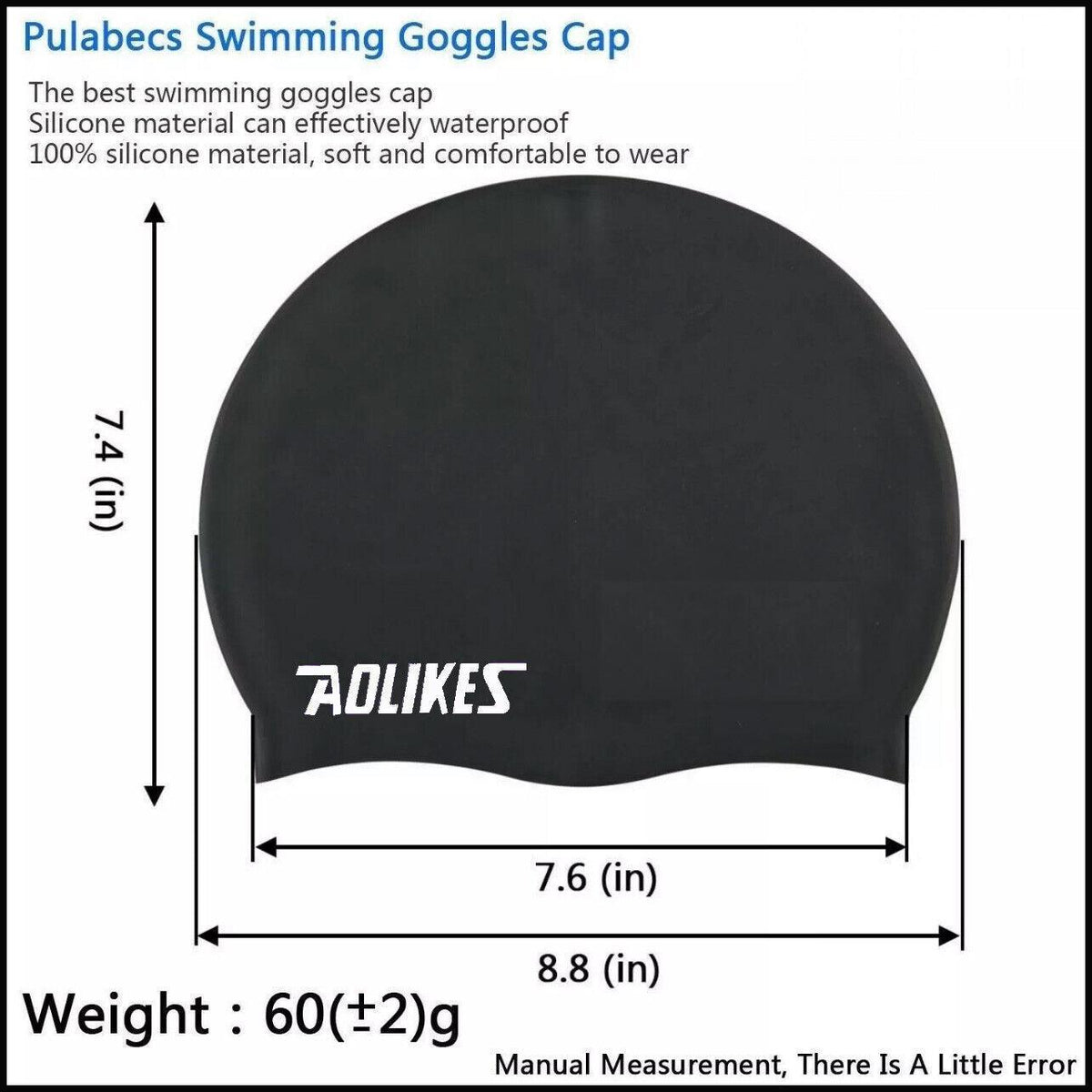Aolikes Silicone Swimming Cap Waterproof Unisex Swim Hat for Men and Women - White