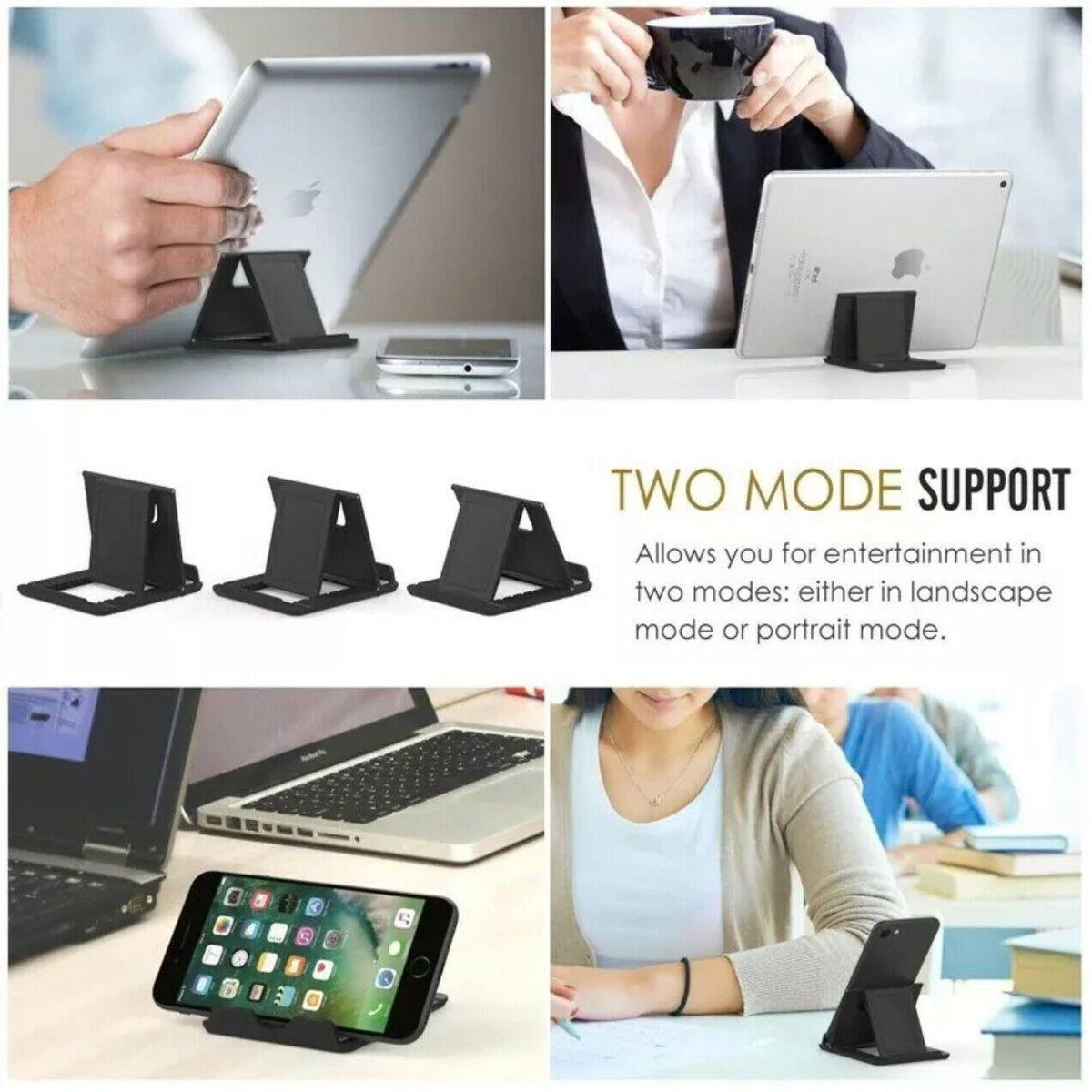 Universal Foldable Tablet and Phone Stand Adjustable Portable Desk Holder - Yellow
