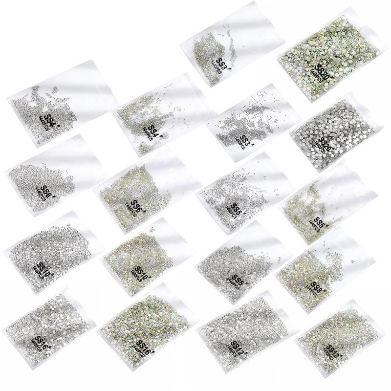 1440Pcs Glitter Rhinestones Crystal Flat Clear Bottom Glass Nail Art Nail Drill - Coloured Crystal-SS8