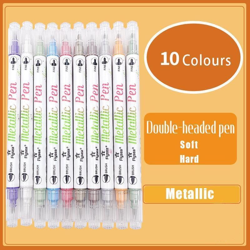 10-Color Set Double Head Shimmer Marker Pens for Albums &amp; Doodles