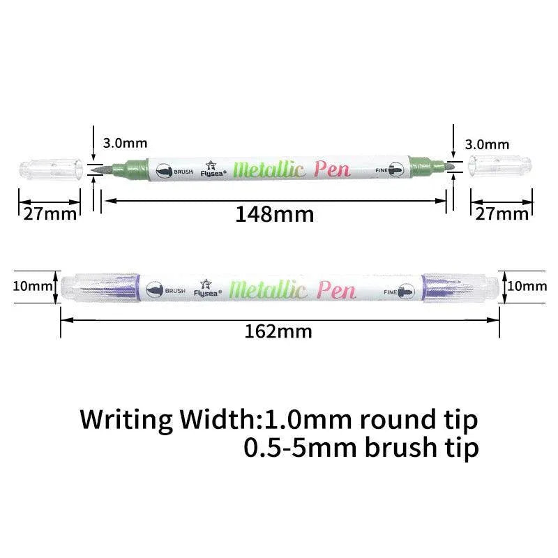 10-Color Set Double Head Shimmer Marker Pens for Albums & Doodles