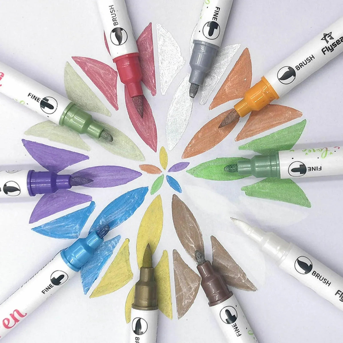10-Color Set Double Head Shimmer Marker Pens for Albums & Doodles