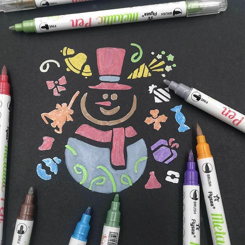 10-Color Set Double Head Shimmer Marker Pens for Albums & Doodles
