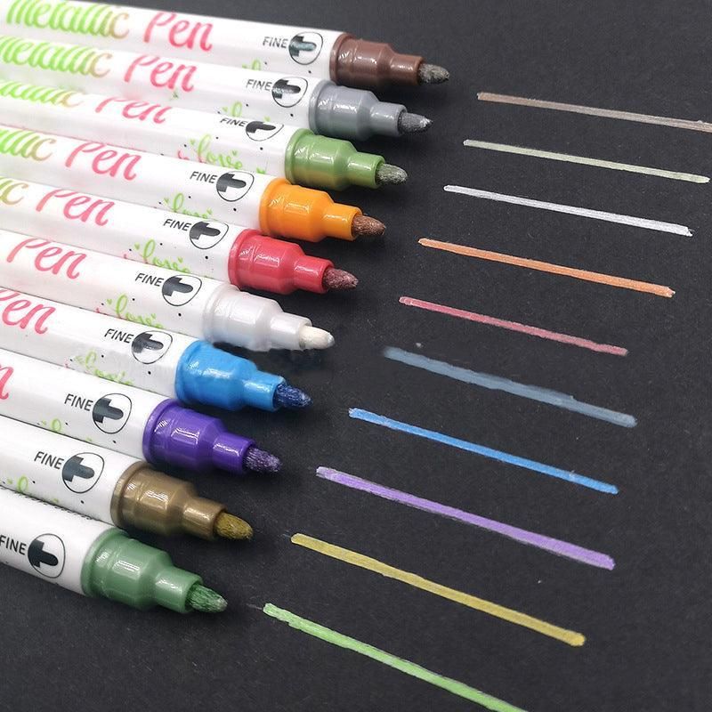 10-Color Set Double Head Shimmer Marker Pens for Albums & Doodles