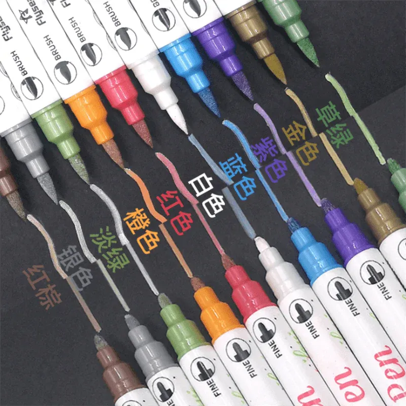 10-Color Set Double Head Shimmer Marker Pens for Albums & Doodles