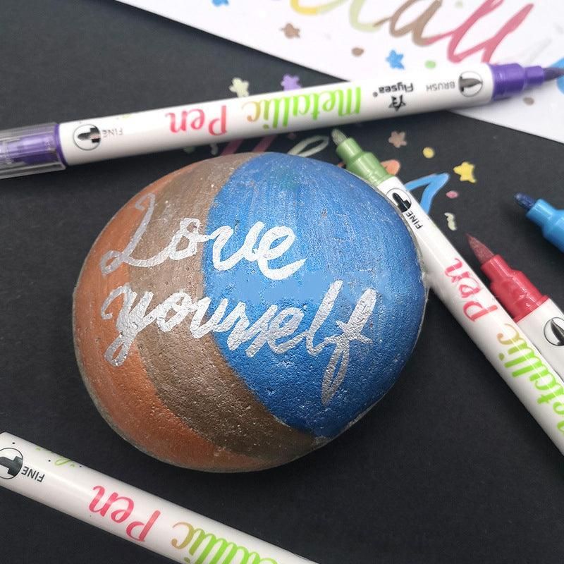 10-Color Set Double Head Shimmer Marker Pens for Albums & Doodles