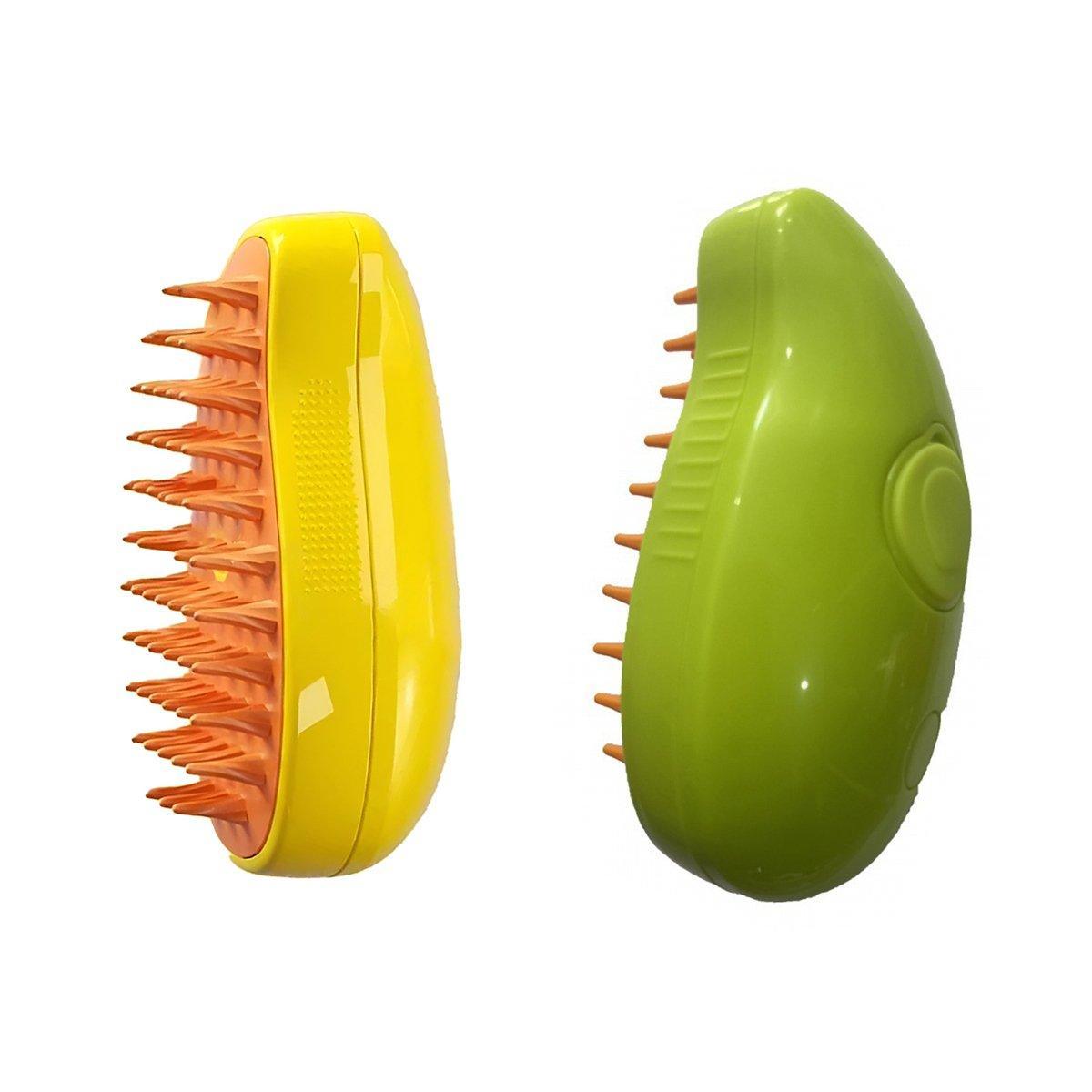 Electric Pet Hair Brush 3 in 1 Steamy Dog Cat Hair Grooming Bath Spray Tool - Yellow