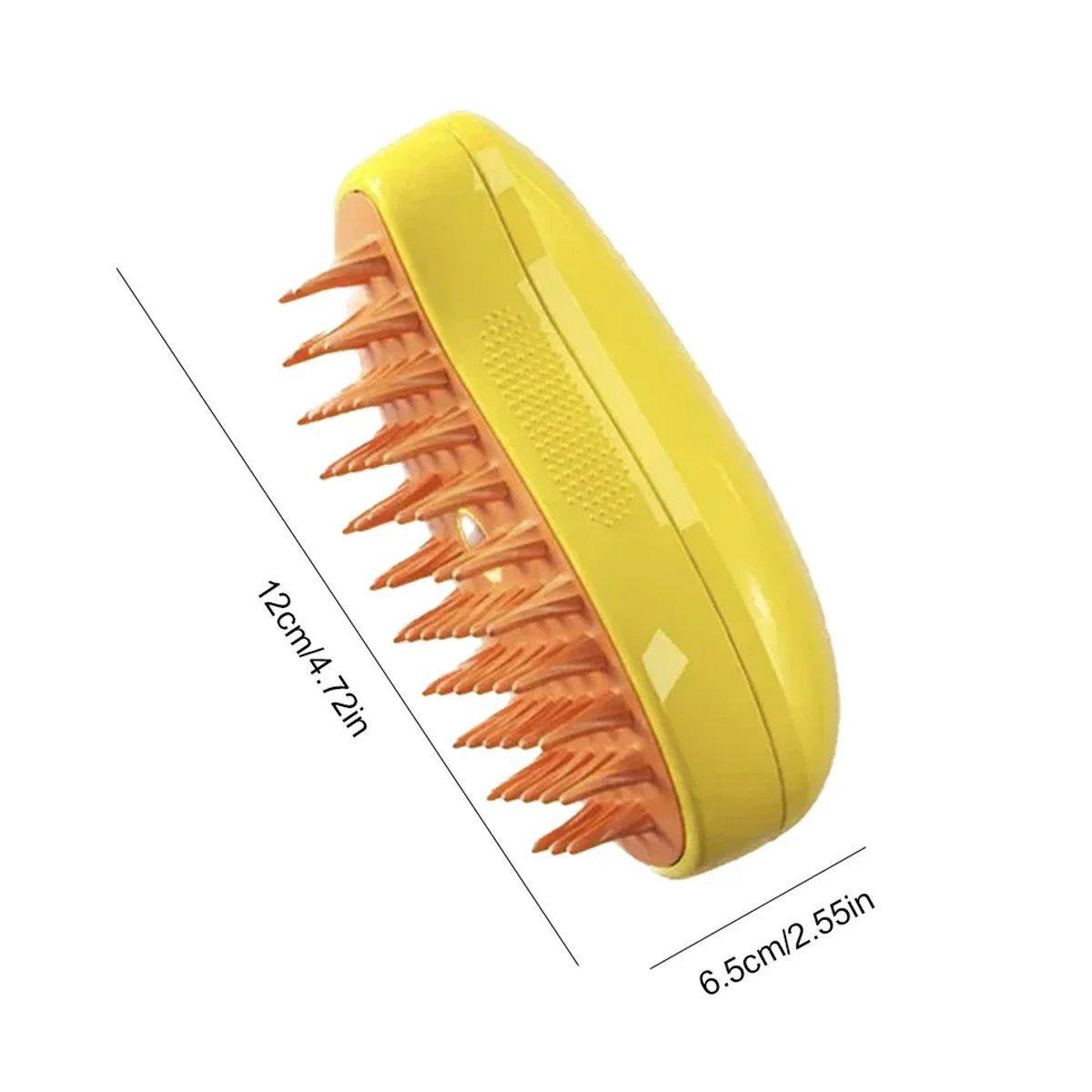 Electric Pet Hair Brush 3 in 1 Steamy Dog Cat Hair Grooming Bath Spray Tool - Yellow