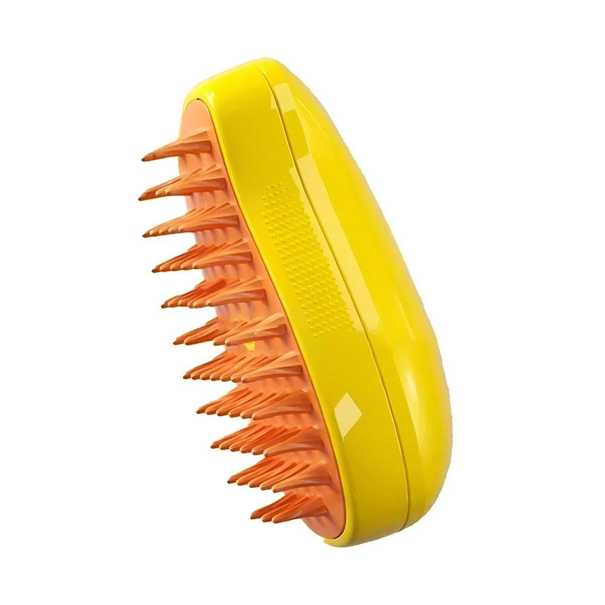 Electric Pet Hair Brush 3 in 1 Steamy Dog Cat Hair Grooming Bath Spray Tool - Yellow