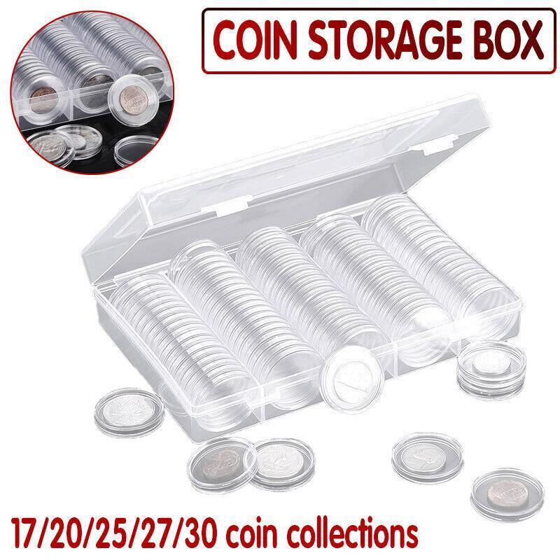 100Pcs Clear Plastic Coin Storage Capsules for 20Mm, 25Mm &amp; 30Mm Coins