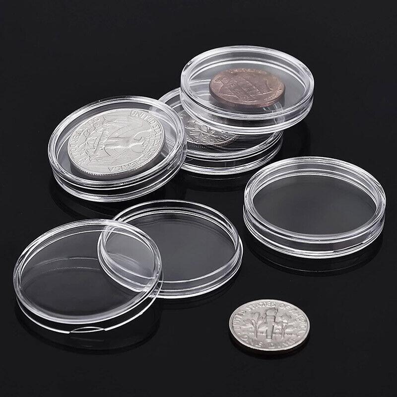 100Pcs Clear Plastic Coin Storage Capsules for 20Mm, 25Mm & 30Mm Coins