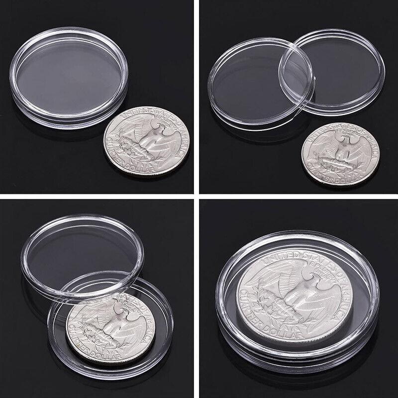 100Pcs Clear Plastic Coin Storage Capsules for 20Mm, 25Mm & 30Mm Coins