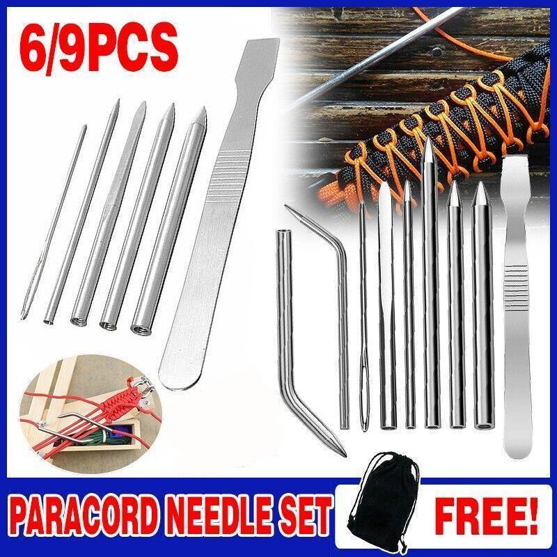6/9 Pcs Stainless Steel Paracord Bracelet Fid Lacing Stitching Needles Tool Set - 9PCS