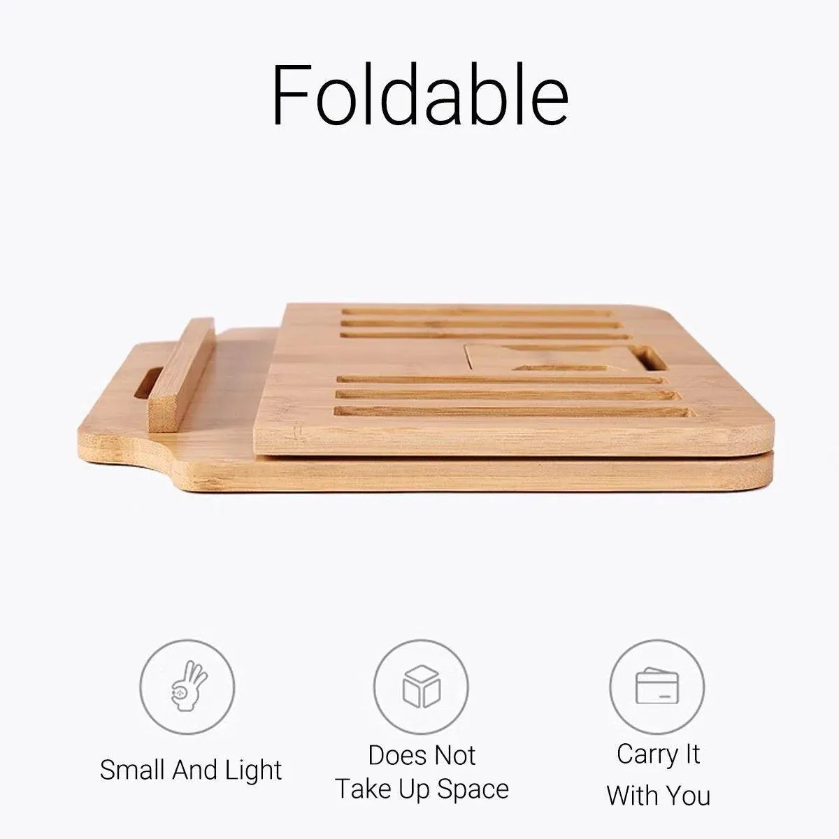 1-Piece Foldable Bamboo Laptop Stand with Adjustable Angles