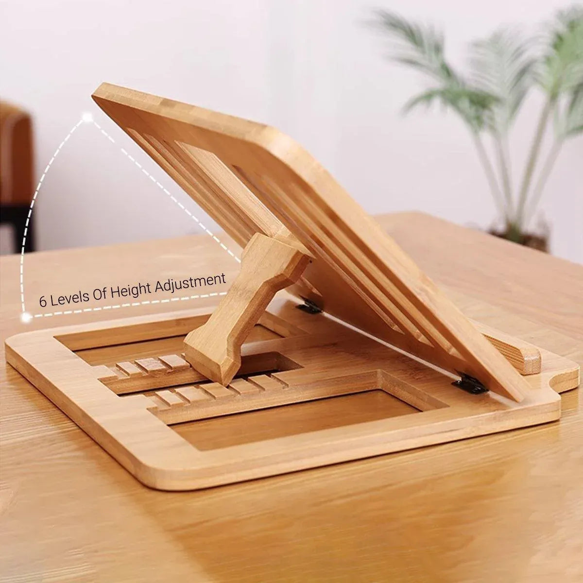 1-Piece Foldable Bamboo Laptop Stand with Adjustable Angles