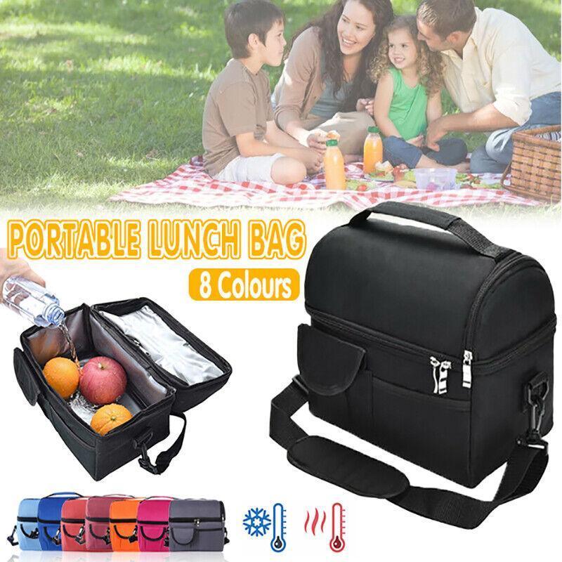 Insulated Lunch Bag Box Tote Cooler For Women Men Hot Cold Food Thermal - Light Blue