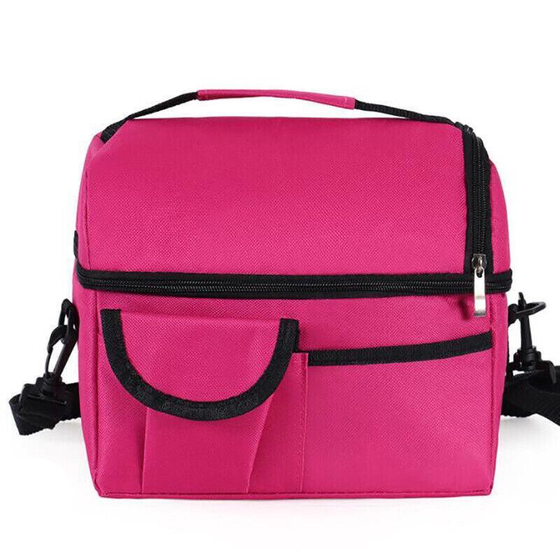 Insulated Lunch Bag Box Tote Cooler For Women Men Hot Cold Food Thermal - Rose Red