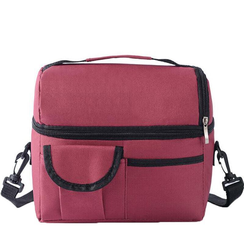 Insulated Lunch Bag Box Tote Cooler For Women Men Hot Cold Food Thermal - Wine Red