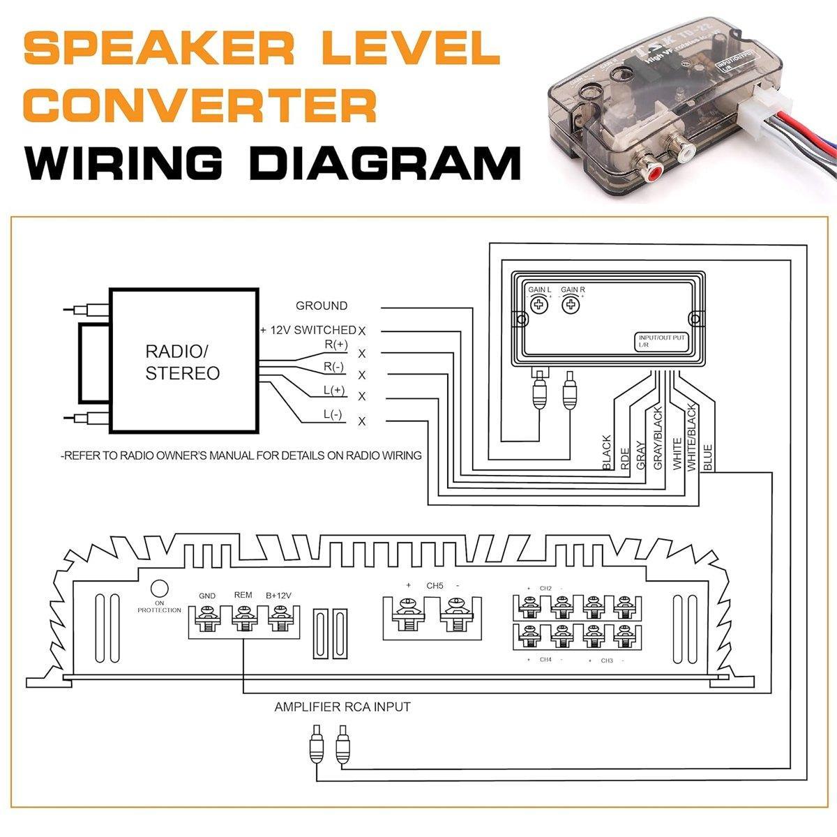 Car High to Low Frequency Converter Auto Stereo Line Speaker Level Adapter TD22