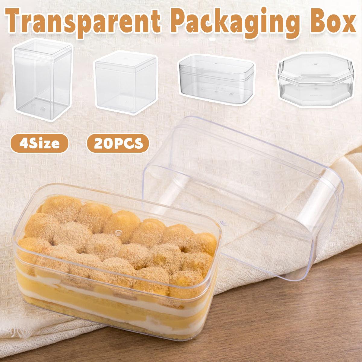 20pcs Transparent Biscuit Box Plastic Cake Box Pastry Dessert Storage Container - 7.5x7.5CM