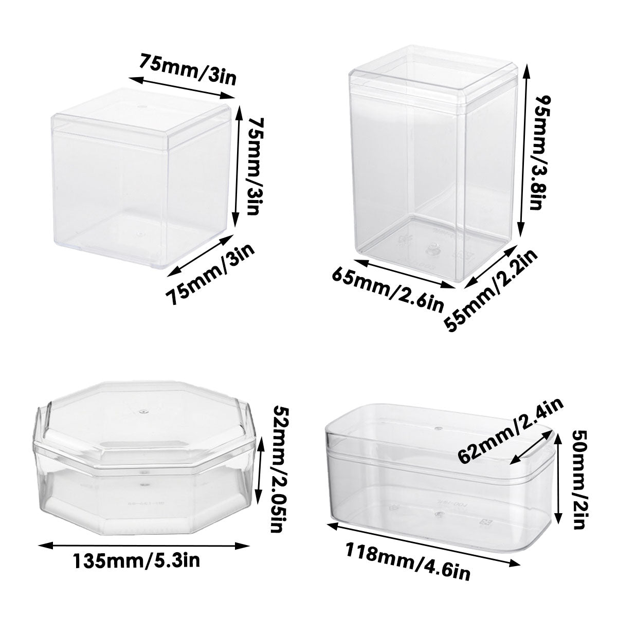 20pcs Transparent Biscuit Box Plastic Cake Box Pastry Dessert Storage Container - 7.5x7.5CM