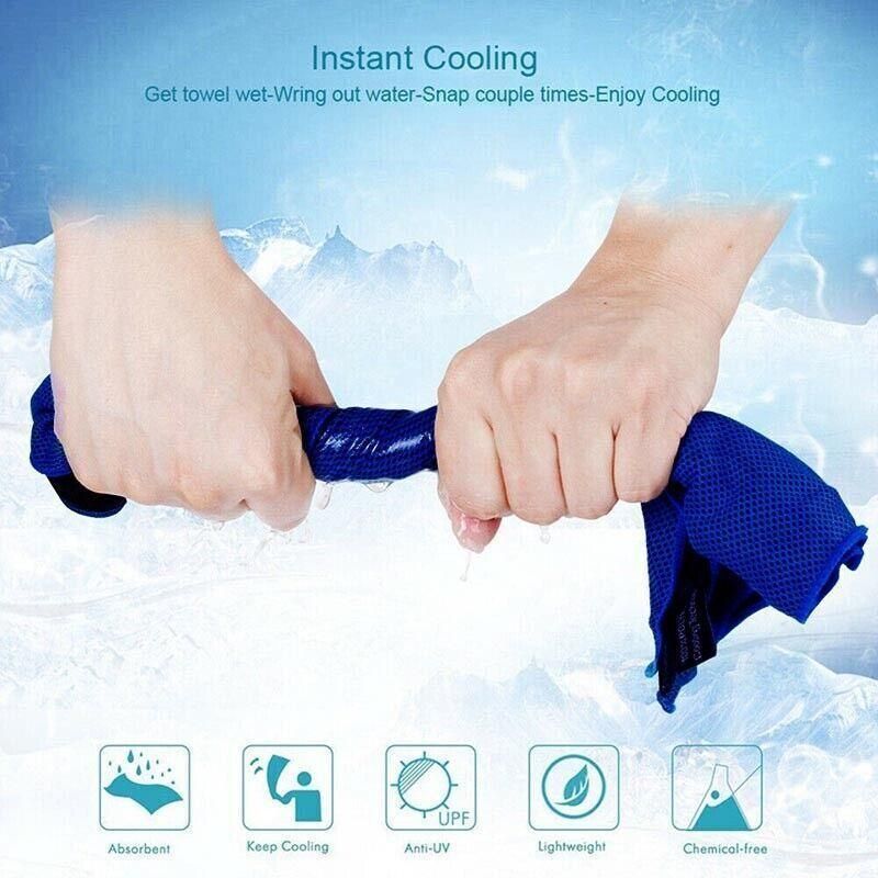 Instant Cooling Towel Gym Sport Golf Exercise Jog Cycling Outdoor Ice Cold Scarf - Purple