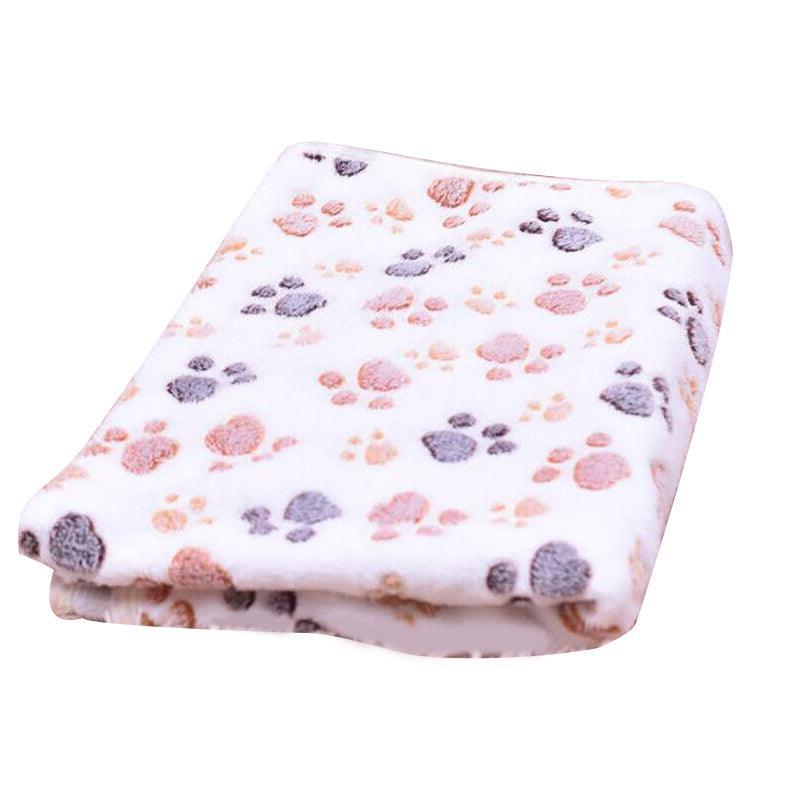 Large Size Pet Mat Paw Print Cat Dog Puppy Fleece Soft Pet Blanket Bed Cushion - Brown