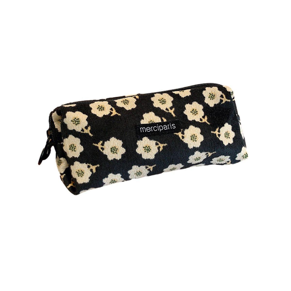 Large Capacity Pencil Case Organiser Bag Stationery Holder School Travel Pouch - Green Beige Plaid
