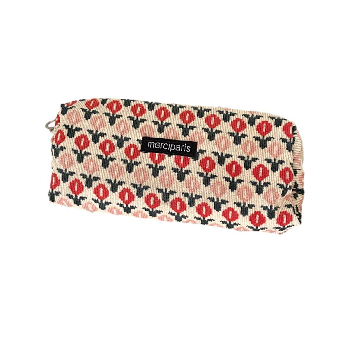 Large Capacity Pencil Case Organiser Bag Stationery Holder School Travel Pouch - Green Beige Plaid