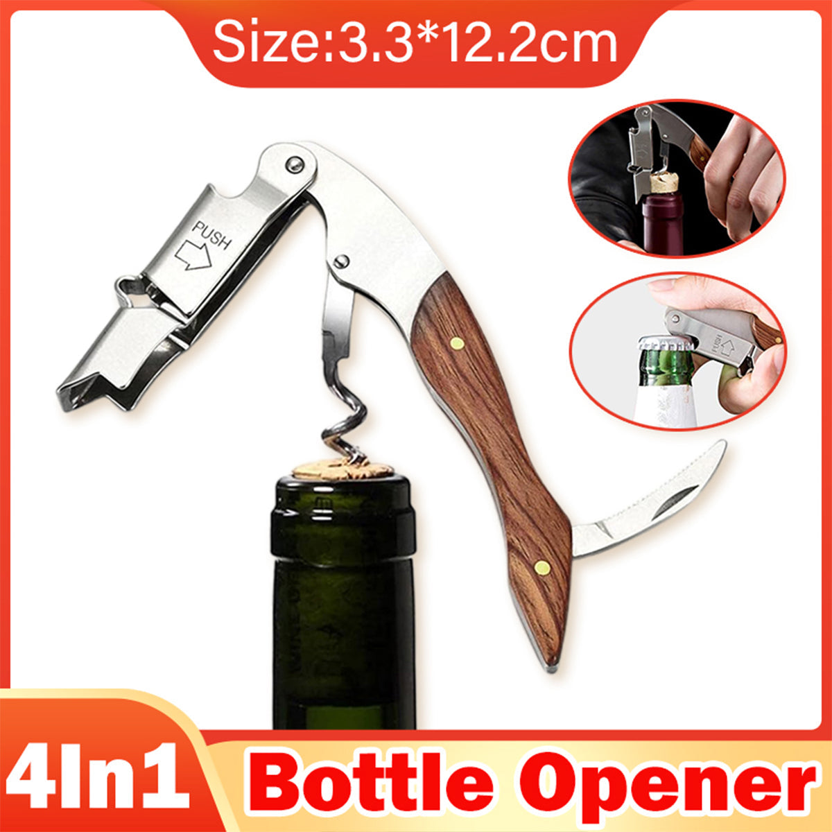 Multi Functional Wine Opener 4 In 1 Bottle Corkscrew Opener Wine Bar Tool Kit