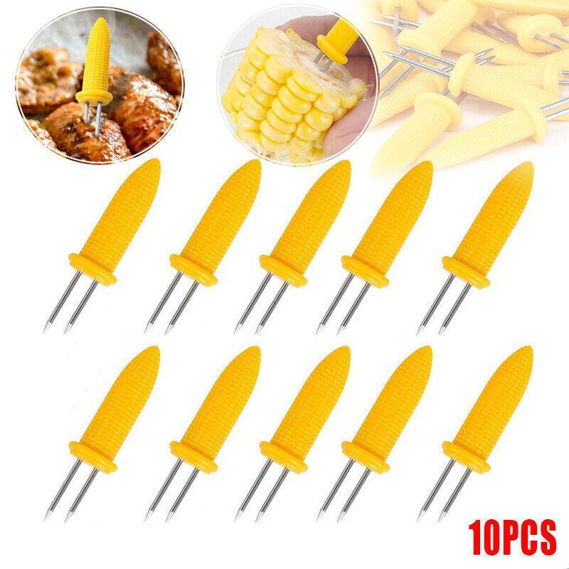 BBQ Corn Holders Set of 10 Reusable Stainless Steel Skewers for Kitchen and Grill