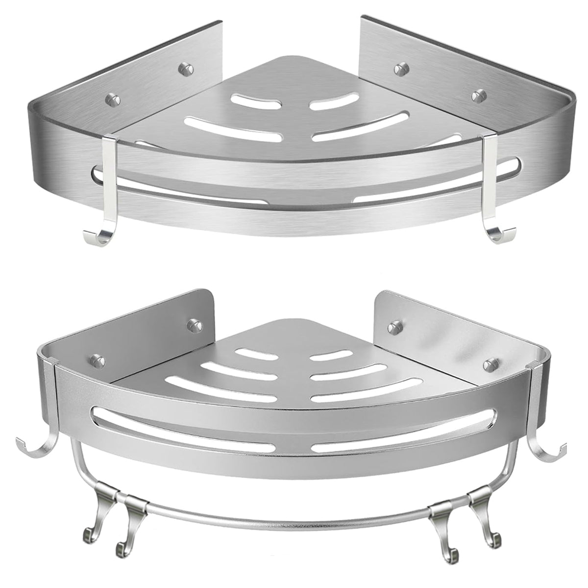 Wall Mounted Bathroom Shelf Triangle Corner Shower Storage Rack for Toiletries - Single layer with rod