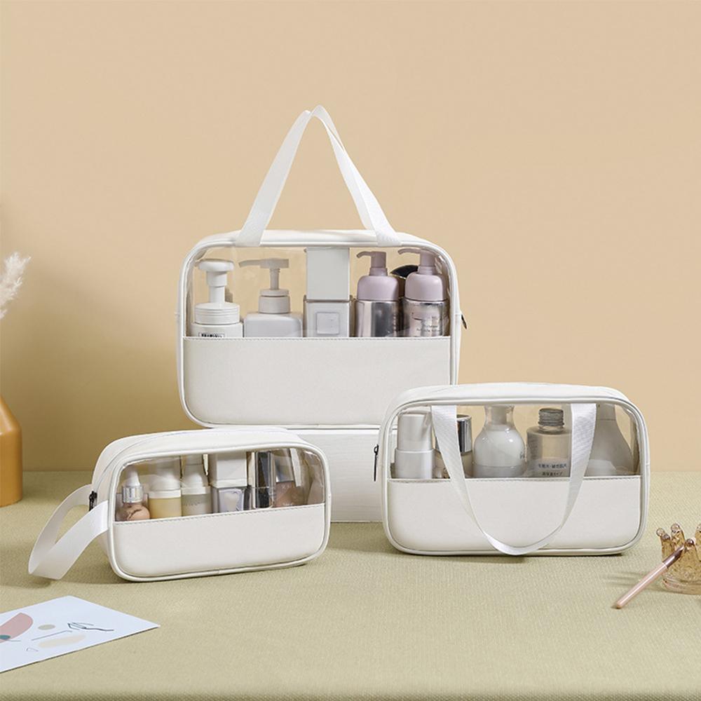 3pcs Large Capacity Waterproof Makeup Bag Set Translucent PU Travel Storage Bag - Cosmetic-Bag-3pcs-Black