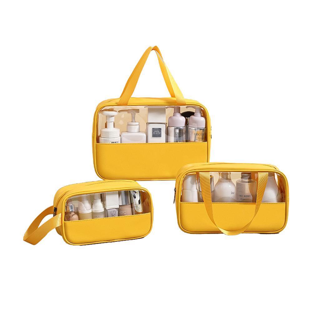 3pcs Large Capacity Waterproof Makeup Bag Set Translucent PU Travel Storage Bag - Cosmetic-Bag-3pcs-Black