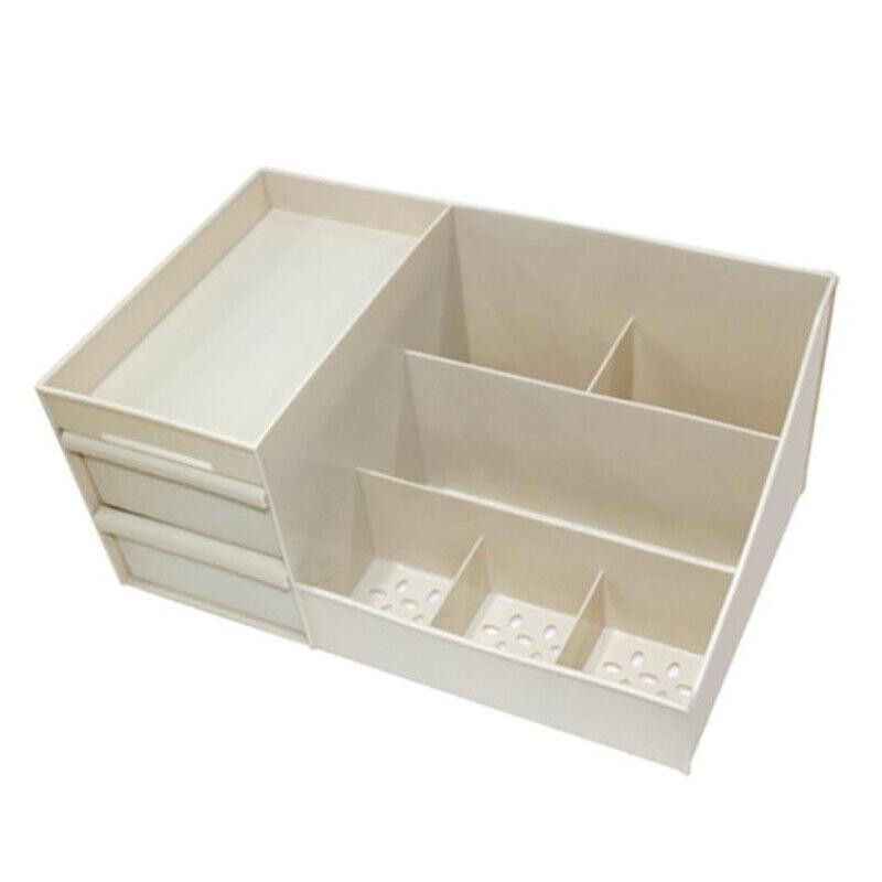 Cosmetic Makeup Organizer With Drawers Bathroom Skincare Storage Box Holder Case - White