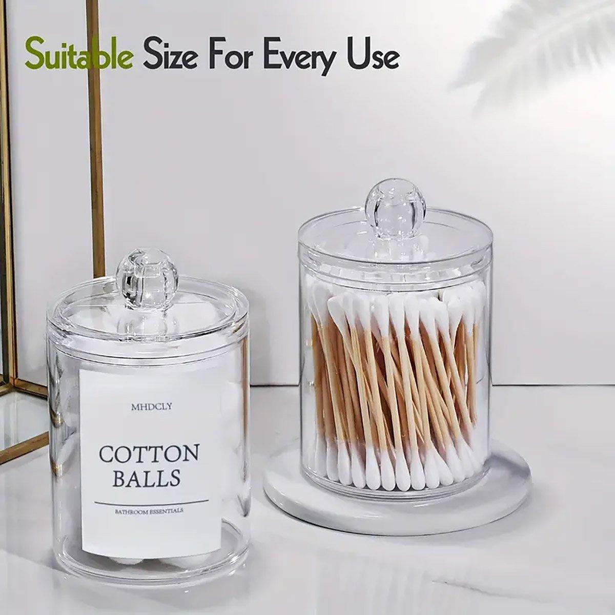 4PCS Transparent Cotton Swabs Makeup Remover Pad Storage Box Household Organizer