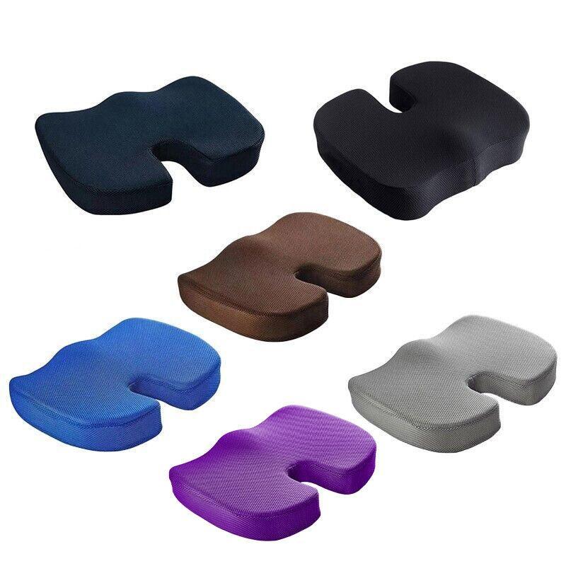 Orthopaedic Memory Foam Seat Cushion Support Back Pain Chair Pillow Car - Grey