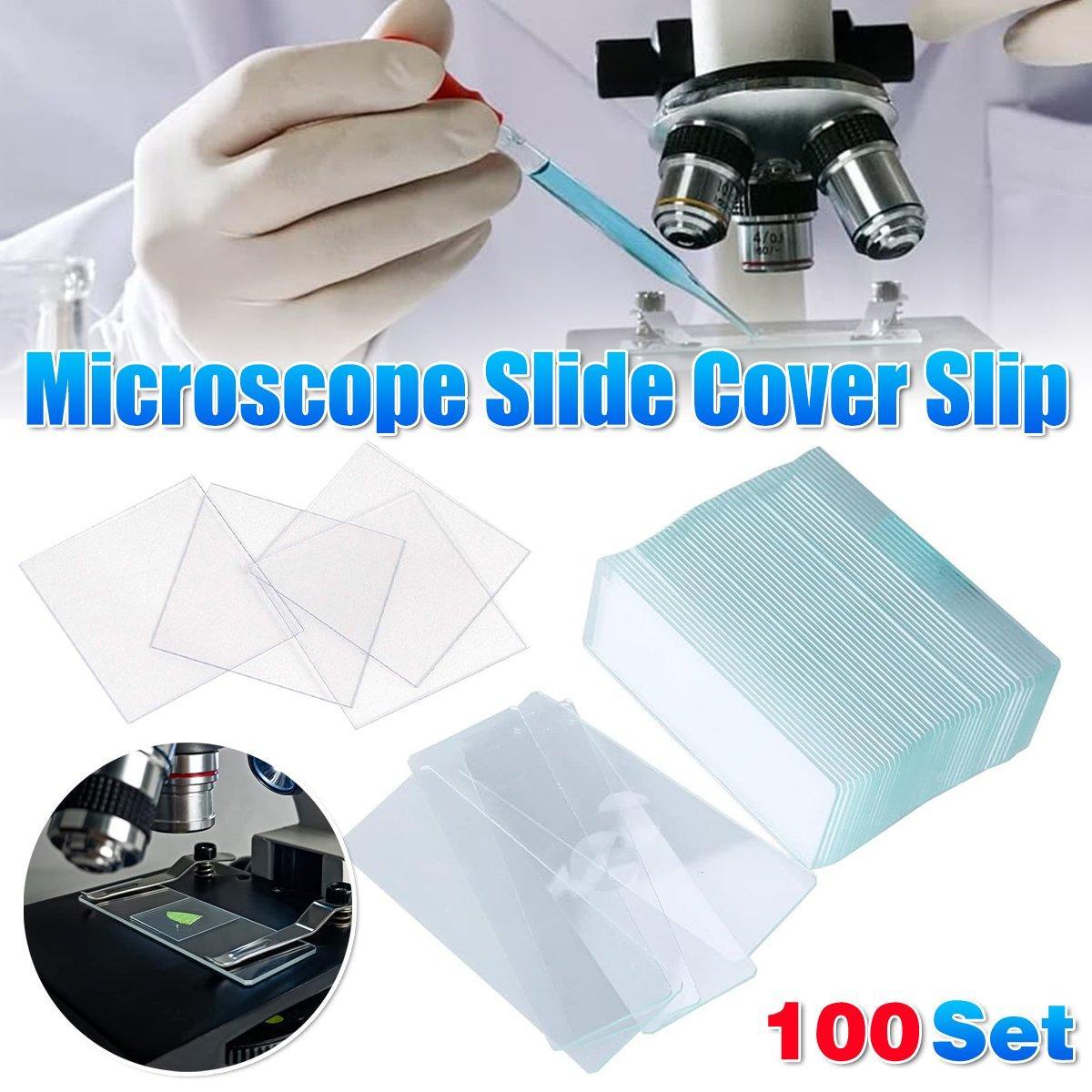 100set Microscope Slide Coverslips for Laboratory Use Glass Slides Research Tool