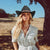 Western Cowboy Hat American Wool Felt Jazz Hat for Men Women Upside Down Top Hat - Coffee