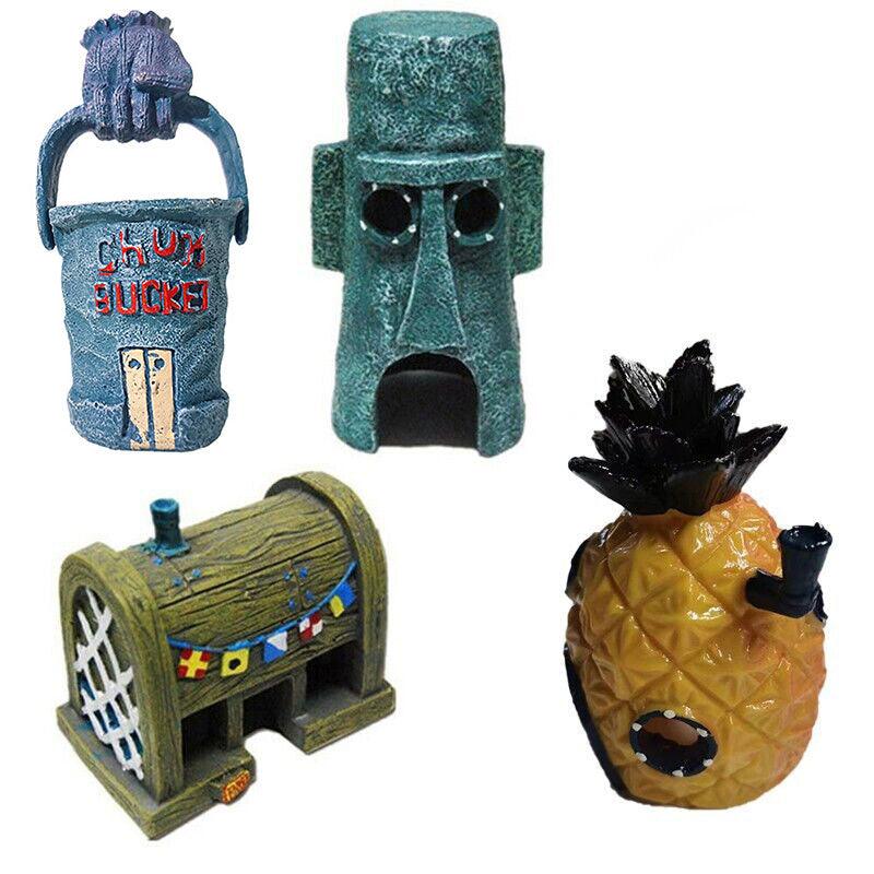For Alien Spongebob Pineapple House Hole Fish Tank Decoration Aquarium Ornament - Crab Pot