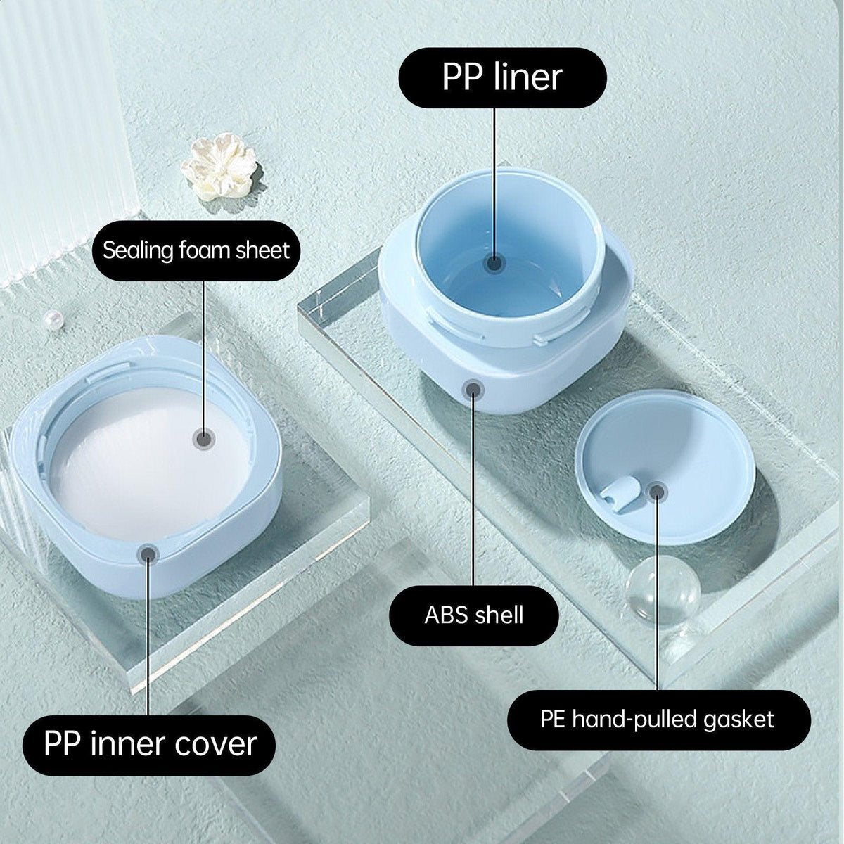 10PCS Square Lightproof Cream Jars Cosmetics Containers Skincare Lotion Makeup Jars - Green 50ml