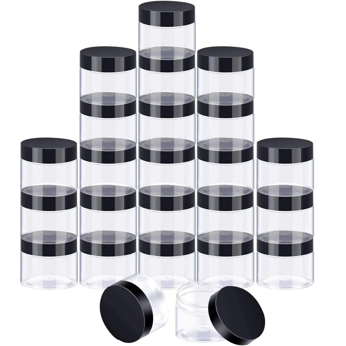 10pcs Wide Mouth Plastic Jars Black Lid Transparent Skin Care Cream Containers - 50ml